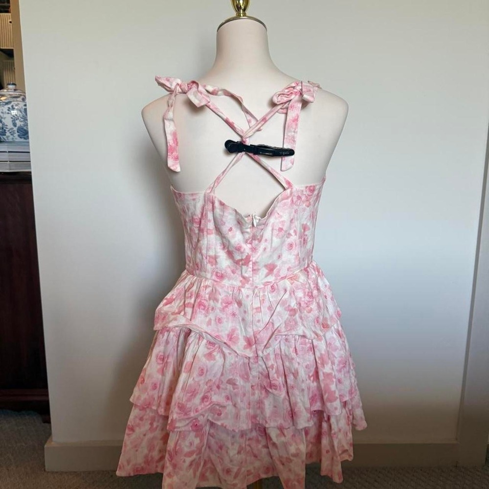 Bardot Pink Floral Corset Mini Dress — Size M - Picture 5 of 8
